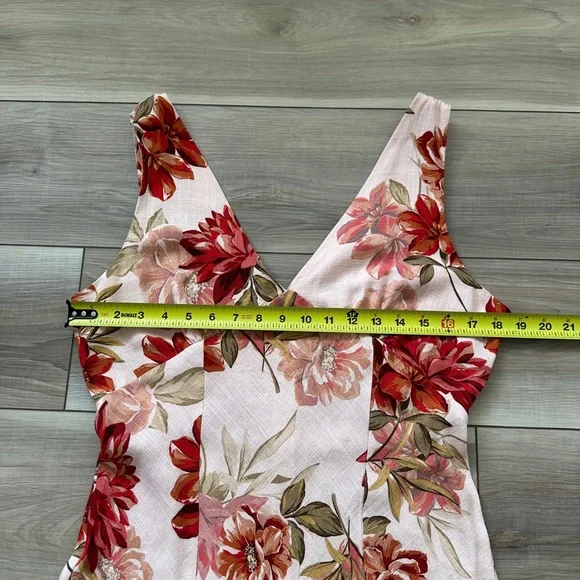 Paper Heart Floral Maxi Dress Linen Rayon Blend Womens L Boho V Neck NWT - Picture 12 of 16